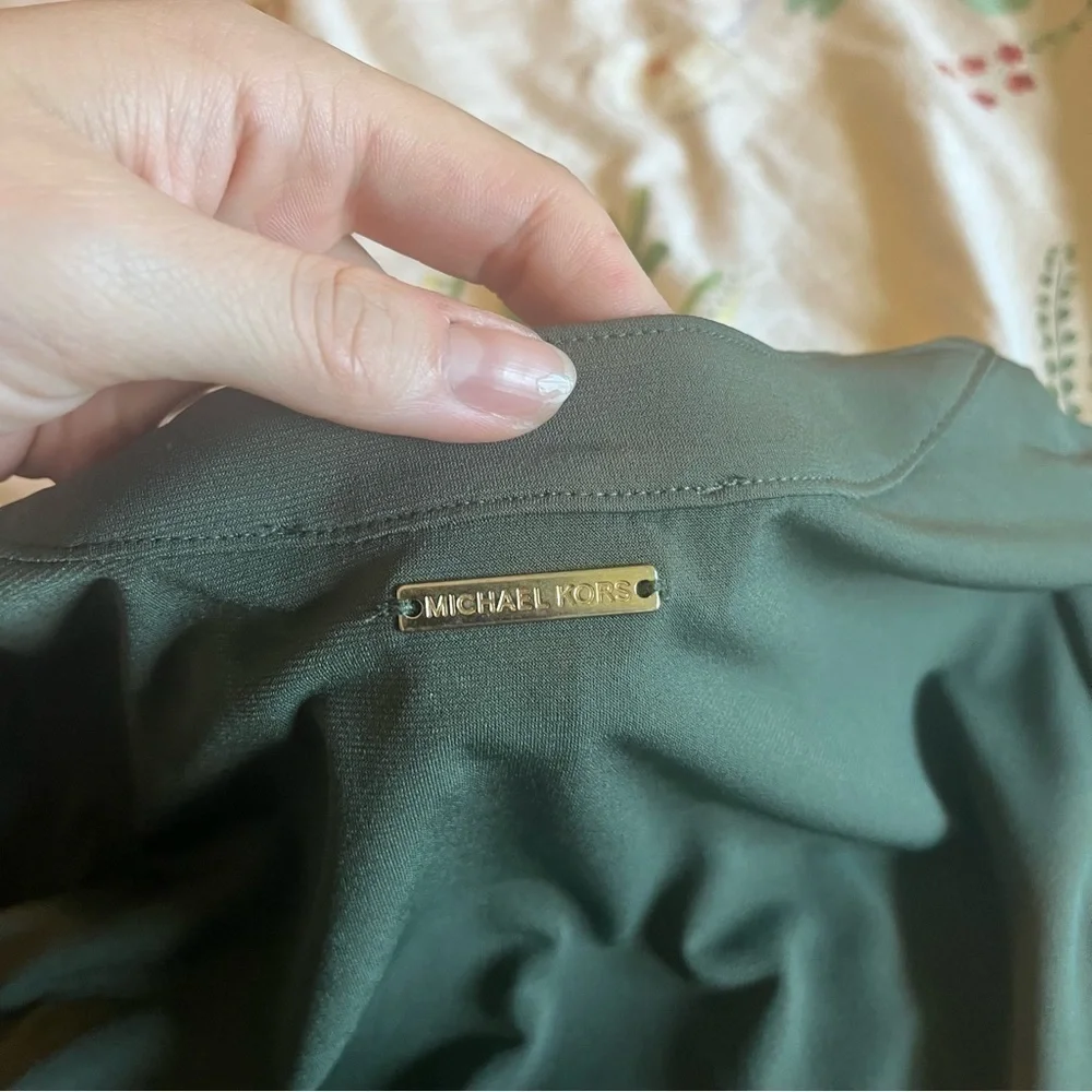 Michael Michael Kors Olive Green Belted Zip Front Dress Size XS